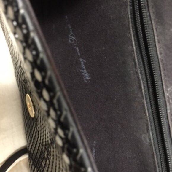 Vintage Whiting & Davis Black Mesh Envelope Style Bag - Picture 8 of 12